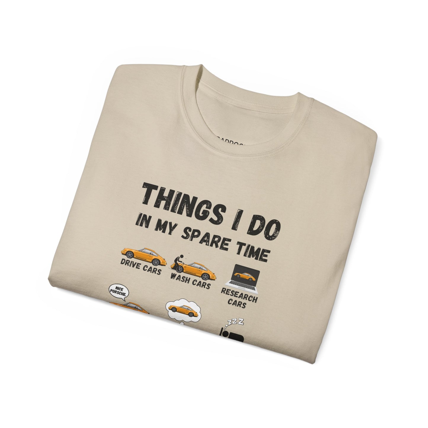 Things I Do In My Spare Time Yellow Porsche 911 T-shirt