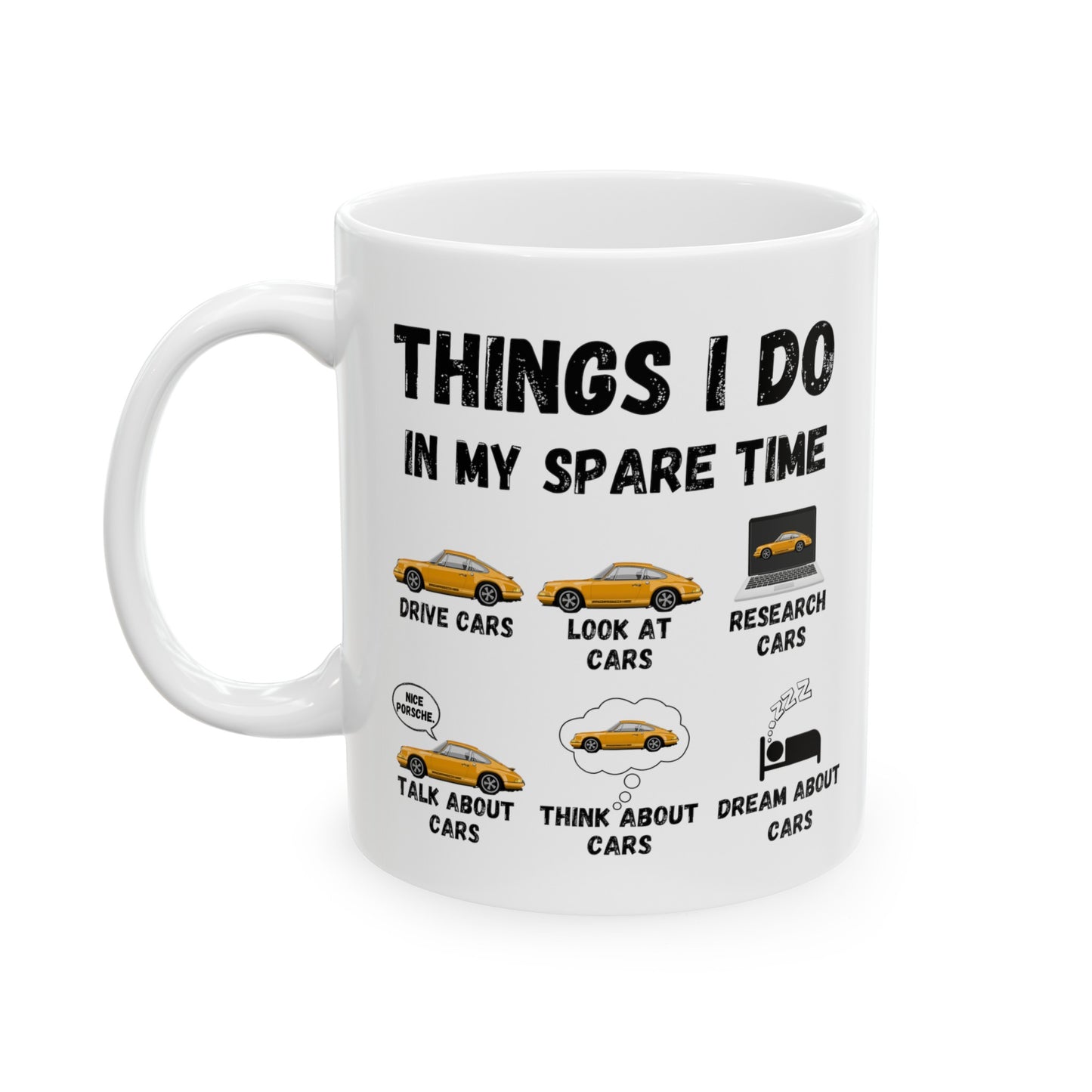 Things I Do In My Spare Time "Yellow Porsche 911" Coffee Mug