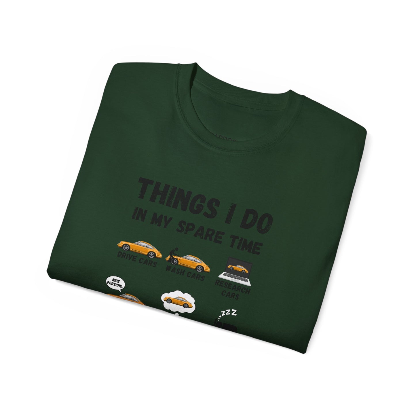 Things I Do In My Spare Time Yellow Porsche 911 T-shirt