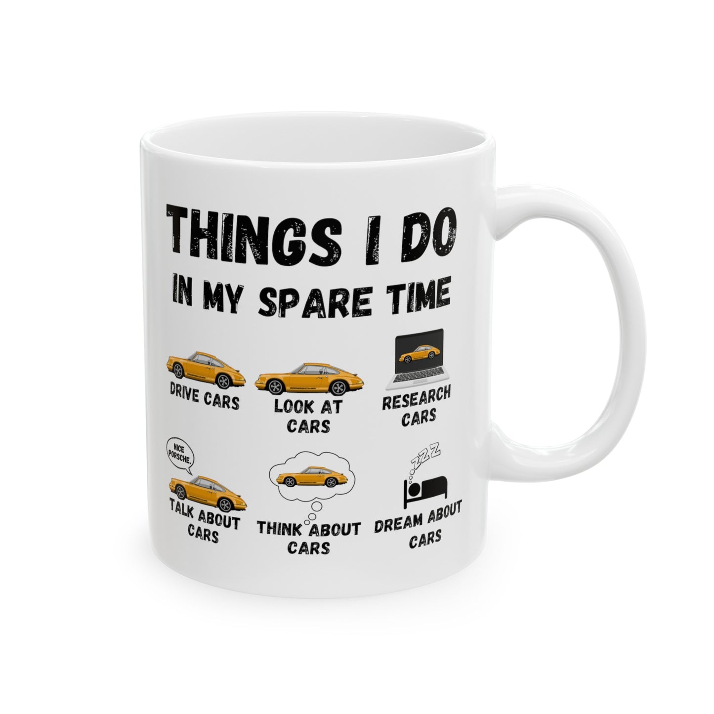 Things I Do In My Spare Time "Yellow Porsche 911" Coffee Mug